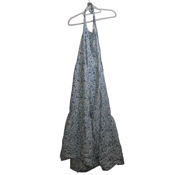 Loft Beach Blue Floral Maxi Halterneck Sundress Size XL - Picture 1 of 3